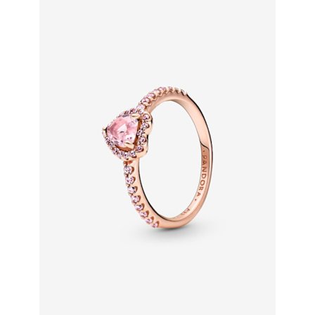Pandora - Sparkling Elevated Heart Ring - 14k roséguldplätering