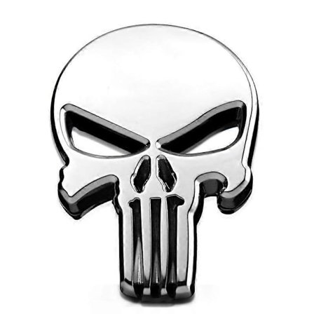 Sølv 2 stk. Punisher 3D metallklistremerke, Punisher Skull motorsykkelklistremerke, Punisher Skull bilklistremerke, motorsykler, kjøretøydekorasjon