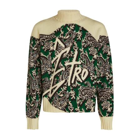 Etro, Round-neck Knitwear Beige, Heren, Maat:L,alpaca