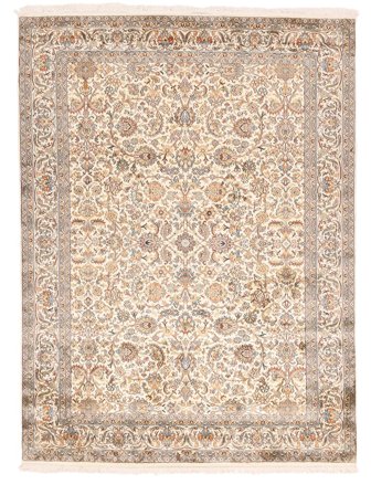 Noué À La Main Cachemire Pure Soie Tapis 157X213 En Soie Marron/Beige Petit