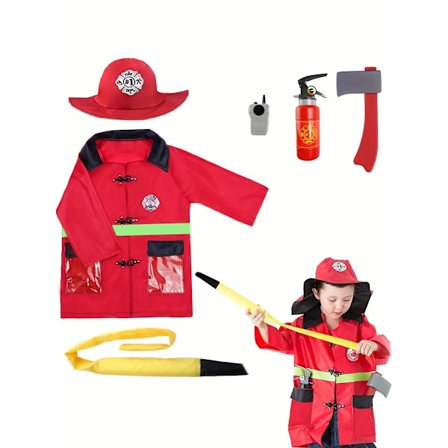 Brandmandskostume til børn, Brandmand udklædning til småbørn, Brandmand udklædningssæt, Halloween rolleleg kostume, Fødselsdagsgave til fest