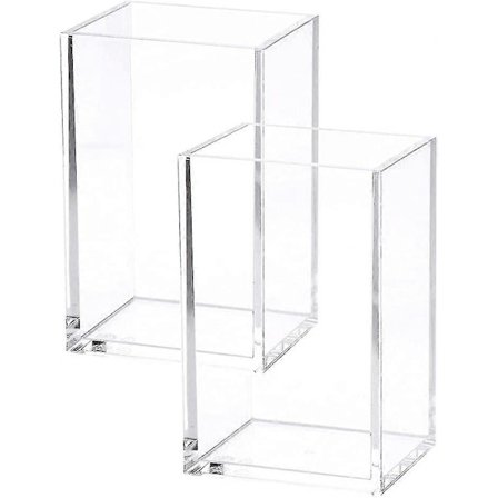 2-pak Klar Akryl Blyant Pen Holder Kop, Makeup Børsteholder Akryl Skrivebordstilbehør 21,6 x 21,3 x 11,1 cm VZO