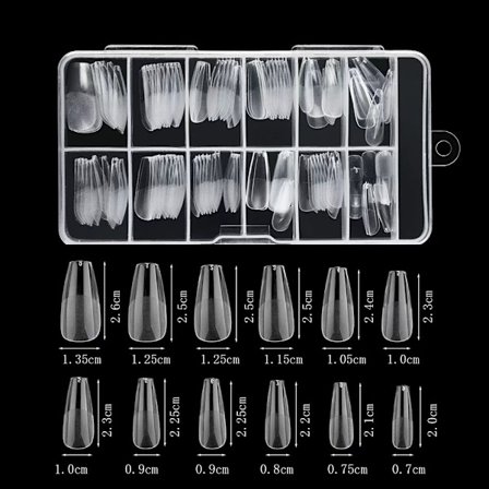 120 Stykker Klare Semi Frostede Akryl Fake Negle, Kunstige Poin