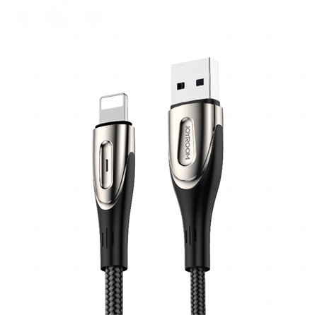 Joyroom Sharp Serie S-M411 USB-A / Lightning 3A-kabel 1,2 m med ladeindikator - svart