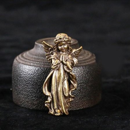 Retro Koppar Prydnader Mässing Ängelfigurer Dekorationer Gul ONESIZE