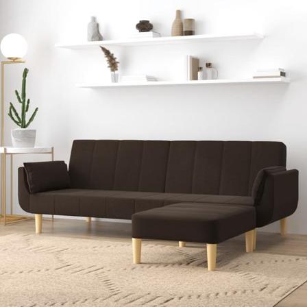 Vidaxl Bäddsoffa 2-sits Med Pall & Två Kuddar Mörkbrun Tyg Brun