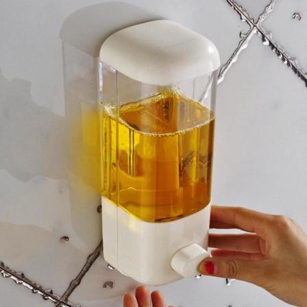 500 ml badrumsväggmonterad dispenser för flytande tvål vitt dubbelblått huvud doublue head