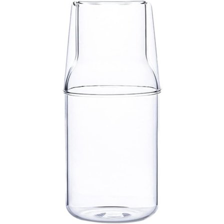 Sängbordsvattenkaraff och glasset med tumblerglas, glaskanna vattenkannor med lock