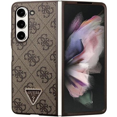 Guess Læder 4G Triangle Strass-etui til Samsung Galaxy Z Fold 5 - brun