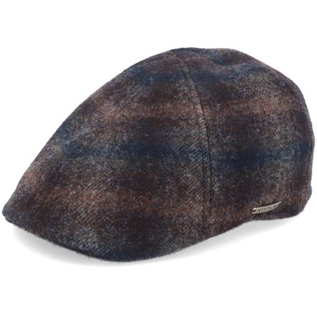Stetson - Texas Wool Check Brown Flat Cap Flatcap Brown Cap - @ Hatstore