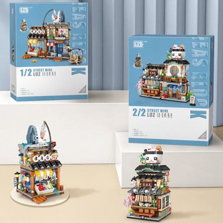 LOZ 1231 1232 Mini Byggeklodser Legetøj Japansk Drikkevarebar Gadebillede Samleklods Pr