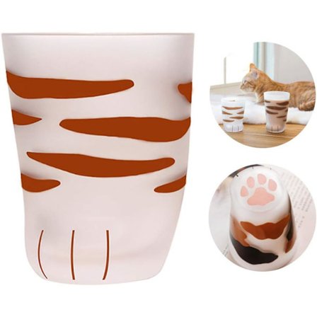 Katt tass kopp,Katt klo kopp mjölkglas frostat glas kopp söt katt fot klo tryck mugg katt tass