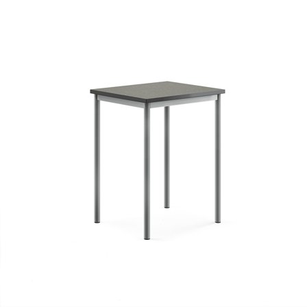 Tisch SONITUS, 700x600x900 mm, Linoleum dunkelgrau, alugrau