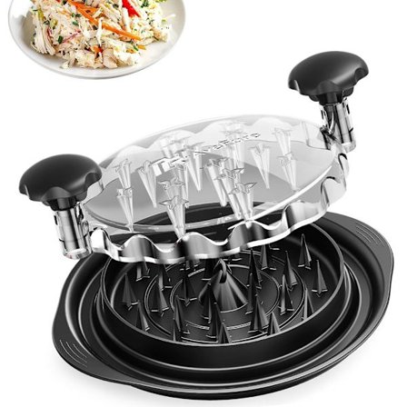 Kyllingehakker, 25 cm synlig kyllingefilethakker, stor kødhakker, tåler opvaskemaskine, skridsikker, rengøringsbørste (sort)