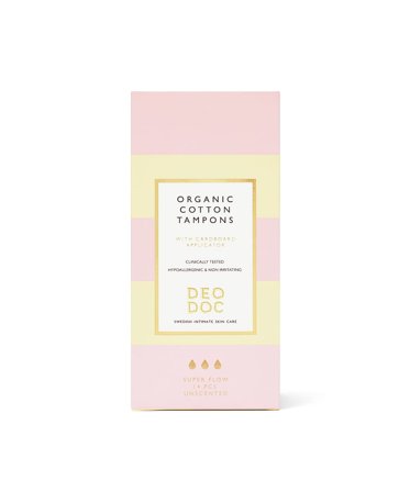 DeoDoc Organic Cotton Tampons With Applicator Super flow/ 14 stk., Medicin & Pleje, Bind & Indlæg, Tamponer