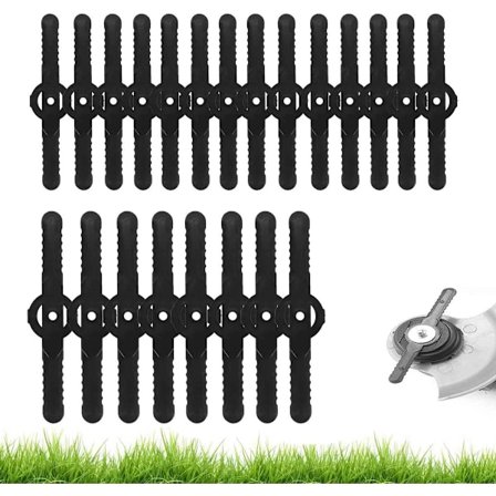 60-delt erstatningsblad, 5 mm trimmer, tilbehør til elektriske gressklipperblader, kompatibelt med forskjellige trådløse gresstrimmere, svart