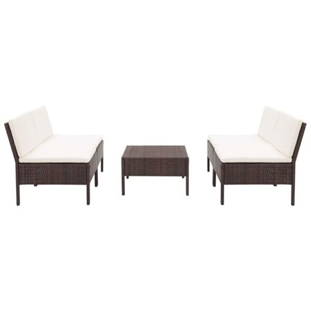 vidaXL Soffgrupp för trädgården med dynor 5 delar konstrotting brun