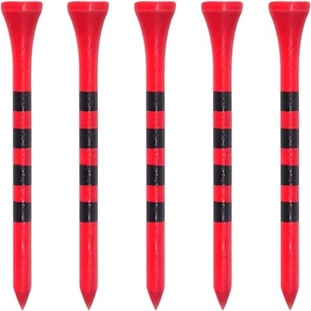 Bambubola Golf Tee 83mm 100-pack, Röd färg, Golf Stripe tee bambuspik Spik stil golf tee 70mm bollhållare