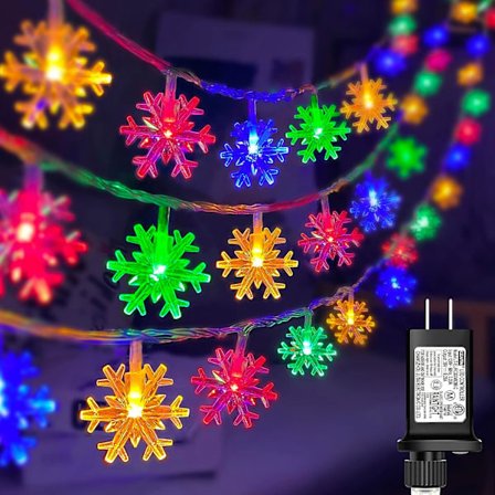 80 LED Jule-Snøflak Lyslenke, 32ft Innendørs Snøflak