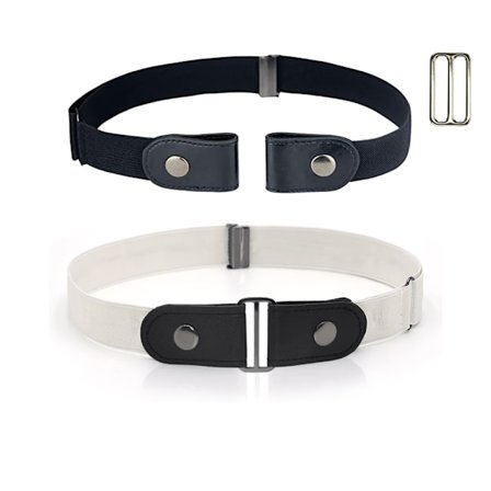 No Buckle Dam/Herr Stretch Bälte-2-pack svart+vit, Osynlig E