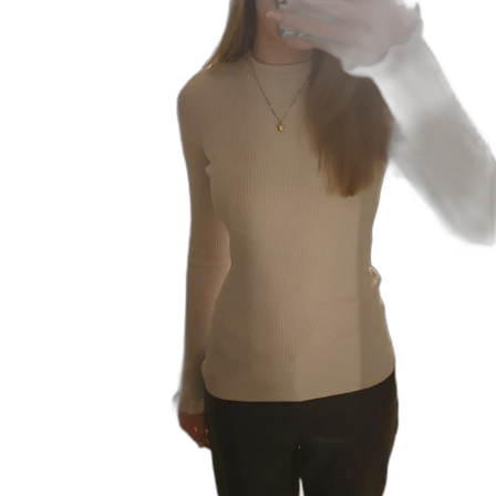 Beige ribbad polotröja från Gina Tricot