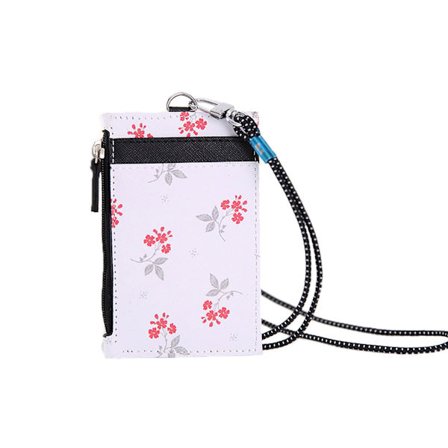 Bärbar läder ID-bricka Korthållare för Case ipper Myntficka Handväska Kontorsarbete med halsband