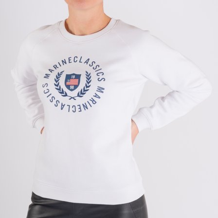 Crewtrøje Marine Classics Bay Sweat Crew Neck White, dame, Small