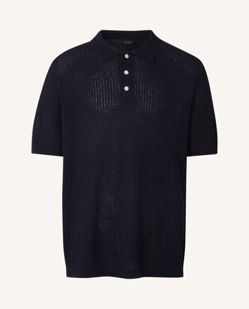 Lexington Tim boucle polo shirt, dark blue
