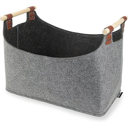 [LCS] Brændekurv, Stor Filt Brændekurv med 2 Håndtag Foldbar Brændekurv Filt Brændetaske til Pejs Træ, Brænde, Legetøj (Mørkegrå)