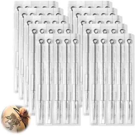 50 stk. Blandede tatoveringsnåle 1/3/5/7/9 RL – Sterile engangsnåle i rustfrit stål til tatoveringssæt