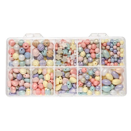 10 macaron-galler med pärlor i pärlbox DIY handgjord