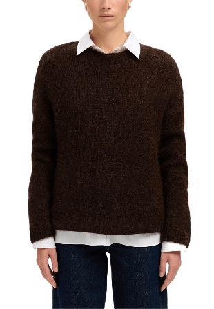 Selected Femme SLFGABRIELLA Pullover Stickat Dam Brun L