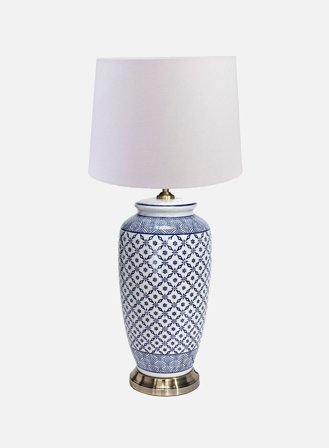 Li Jing bordlampe H49 - blå ruter