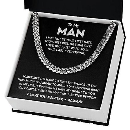 Til Min Mann Ektemann Kjæreste Rustfritt Stål Kubansk Kjede Halskjede For Ham, Romantiske Bursdagsgaver Til Ham, Beste Smykker For Menn, Smykker For (