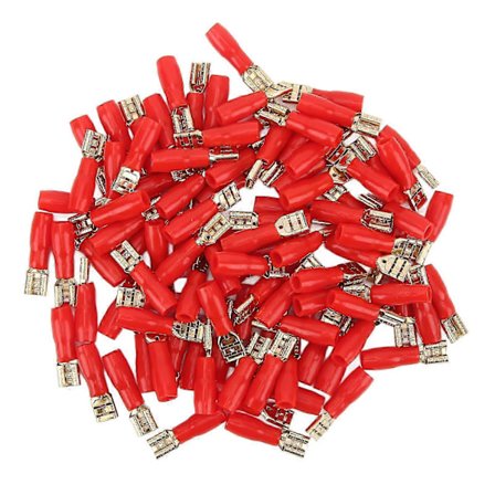 100 stk. rene kobber spade-kontakter krympeklemmer med krympestrømpe for distribusjonsboks bil marine hjem solcellepanel