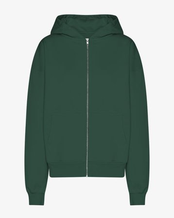 Organic Oversized Zip Hood - Emerald Green