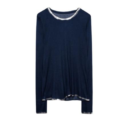 Zadig & Voltaire Willy Foil Long Sleeved Top Blå, Dame