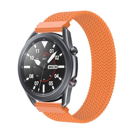Klockarmband i nylon med elastisk fläta för Samsung Galaxy Watch 4 - Orange Storlek: S