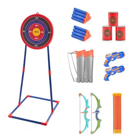 Båge med pilar - DUOKU - Paket med 2 - Ljus LED-pilbåge - Stående mål - För barn