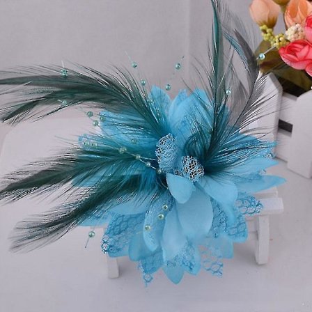 Fashion Blomster Fjer Perle Corsage Hårklemmer Fascinator Brude Hårbånd Brosche Pin