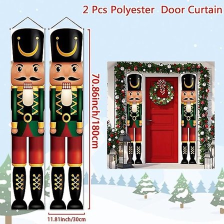 Nøddeknækker Soldat Banner Jule Dørgardin Glædelig Jul Dekoration Til Hjemmet 2023 Jul Navidad Natal Nytårsgaver (FMY)