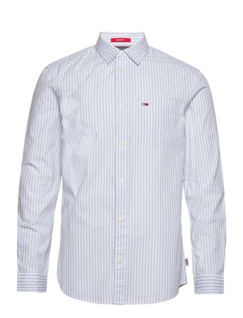 Tjm Essential Stripe Shirt Skjorta Casual Blå Tommy Jeans
