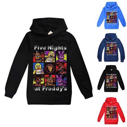 Fem nätter på Freddy's FNAF Kid Boy Långärmad tröja med luva Toppar Pullover Dark blue 0 Dark blue