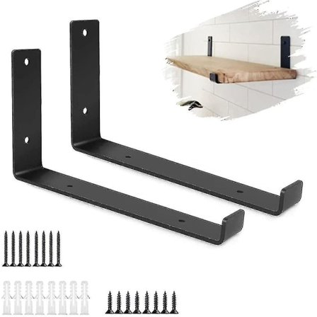 Svarte Hylleknekter, 2 stk Kraftige Hylleknekter Industrielle Hylleknekter L-Formet