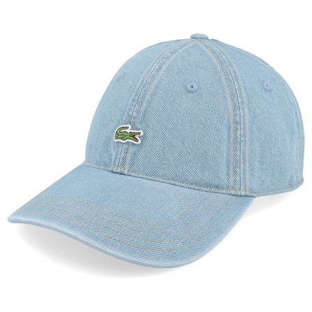 Lacoste - Blauw unconstructed Cap - Logo Washed Denim Bleach Blue Dad Cap @ Hatstore