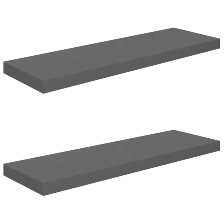 Vidaxl Svävande Vägghyllor 2 St Grå Högglans 80x23,5x3,8 Cm Mdf Grå