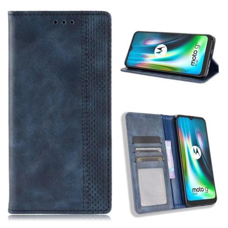 Bofink Vintage Motorola Moto E7 Plus nahkakotelo - Sininen Blue