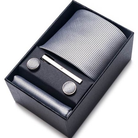 Slips til mænd sæt med lommetørklæde manschetknapper og slipsklips