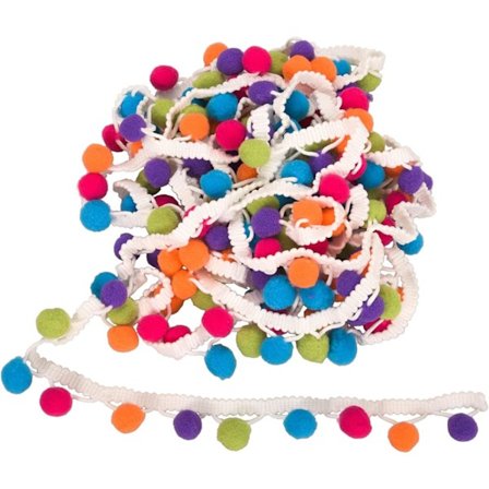 Berolle 5 meter 15mm flerfarvet Pom Pom Trim Bold Frynser Trim Bånd Bold Frynser Syning Bånd til Tøj Tilbehør Håndværk DIY Dekoration (Multi