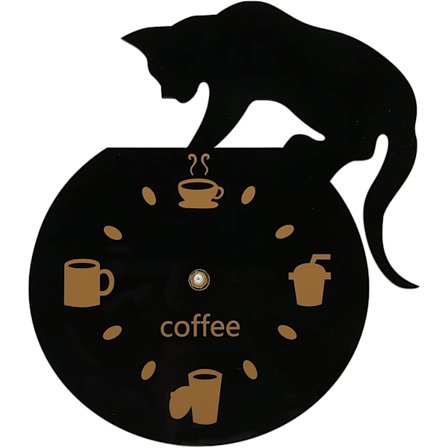 DIY Kaffe Katt Veggklokke, Søt Kaffe Svart Katt Utseende,